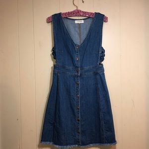 Jean dress w/ buttons and criss/cross sides PACSUN
